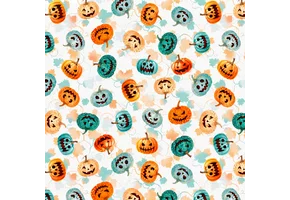 Katoen Stof Halloween Griezelpompoenen