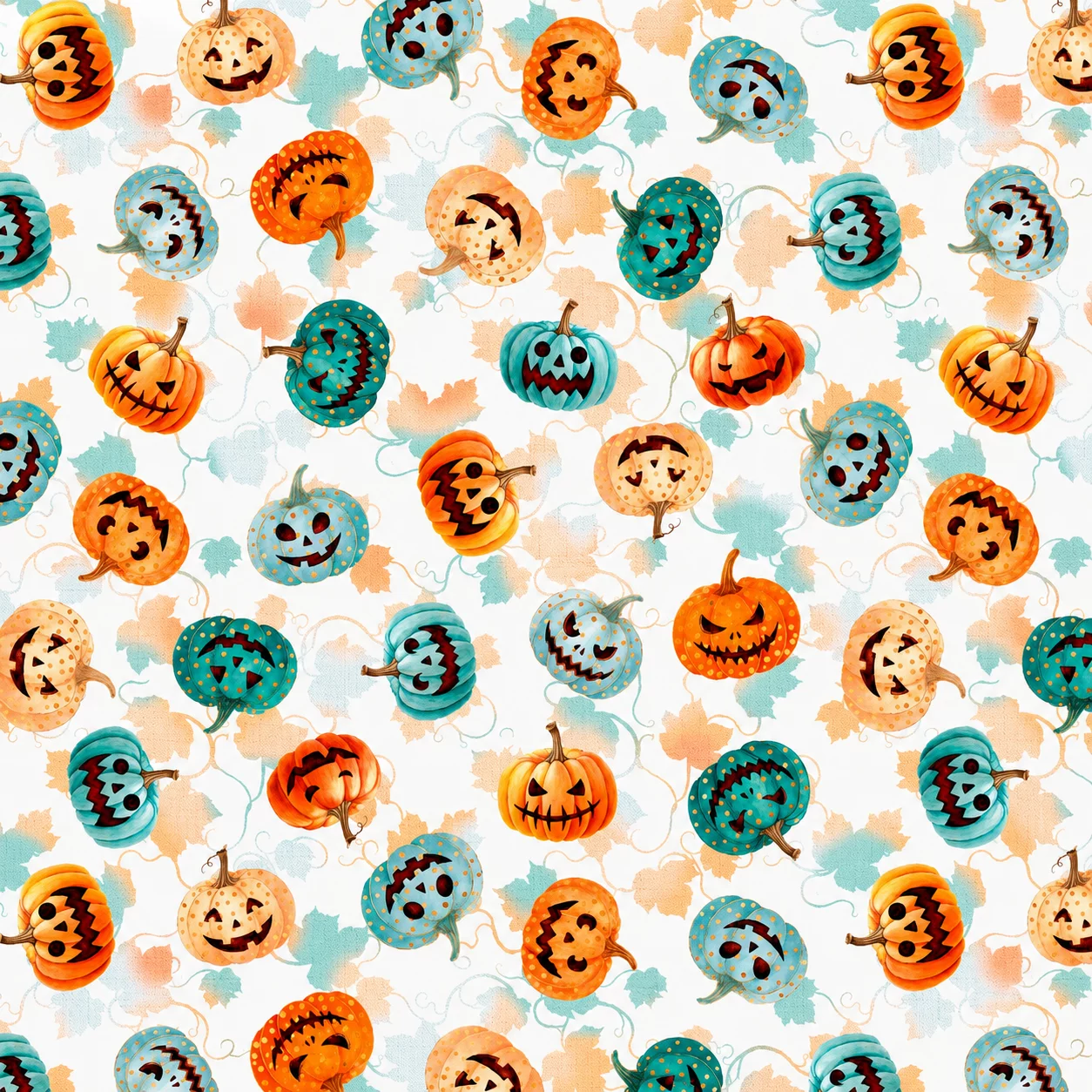 Katoen Stof Halloween Griezelpompoenen – Griezelige Pompoen Print