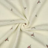 Teddy Stof Embroidery Bloemen Ecru – Zacht & Warm | Poppy Fabrics