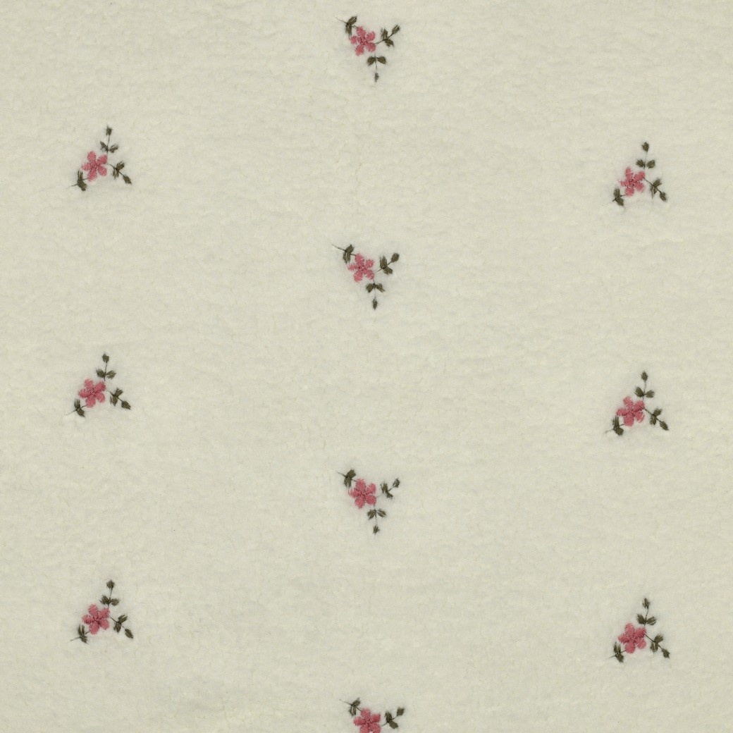 Teddy Stof Embroidery Bloemen Ecru – Zacht & Warm | Poppy Fabrics