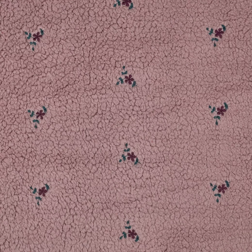Teddy Stof Embroidery Bloemen Mauve – Zacht & Warm | Poppy Fabrics