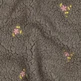 Teddy Stof Embroidery Bloemen Grijs – Zacht & Warm | Poppy Fabrics