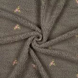 Teddy Stof Embroidery Bloemen Grijs – Zacht & Warm | Poppy Fabrics