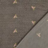 Teddy Stof Embroidery Bloemen Grijs – Zacht & Warm | Poppy Fabrics