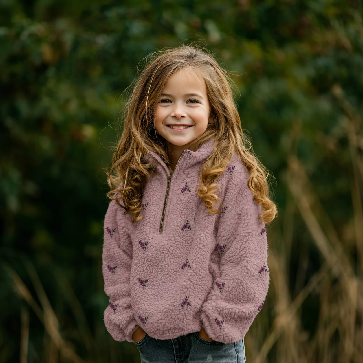 Teddy Stof Embroidery Bloemen Mauve – Zacht & Warm | Poppy Fabrics