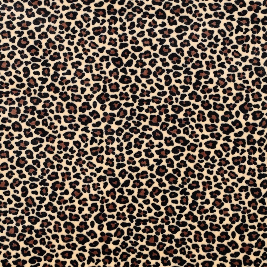 Super Zachte Gebreide Velvet Stof Luipaard Beige – Rekbaar & Soepel