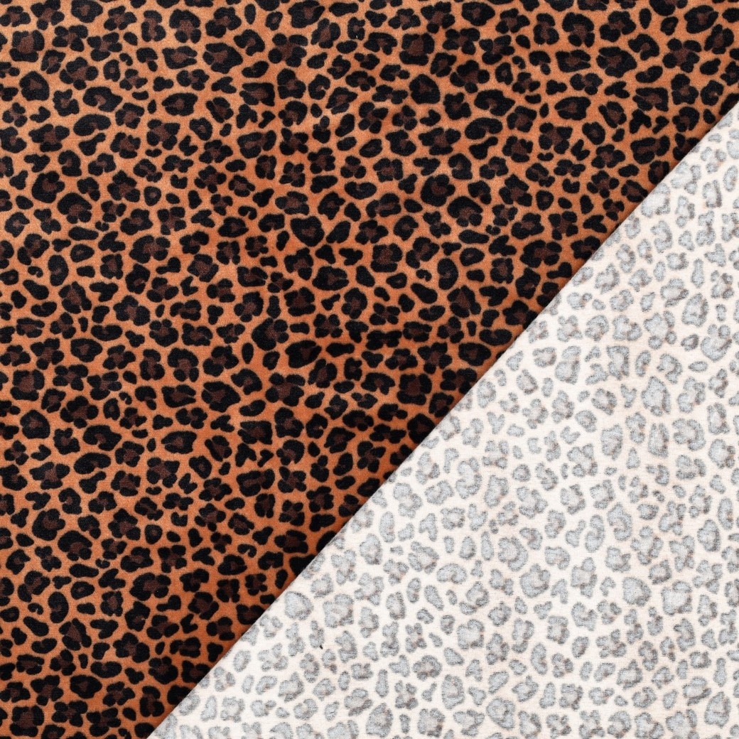 Super Zachte Gebreide Velvet Stof Luipaard Bruin – Rekbaar & Soepel