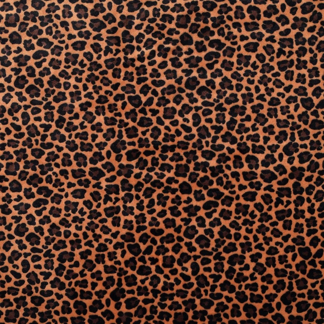 Super Zachte Gebreide Velvet Stof Luipaard Bruin – Rekbaar & Soepel