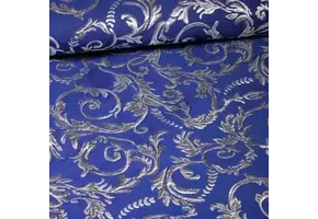 Jacquard Brokaat Stof Barok Kobaltblauw Zilver