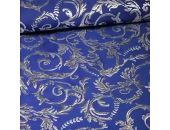 Jacquard Brokaat Stof Barok Kobaltblauw Zilver
