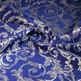 Jacquard Brokaat Stof Barok Kobaltblauw Zilver – Luxe & Feestelijk