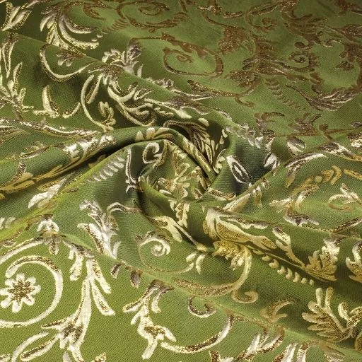 Jacquard Brokaat Stof Barok Groen Goud – Luxe & Feestelijk