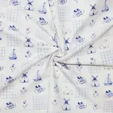 Poplin Katoen - Delfts Blauw Ruitje - Klassiek & Speels