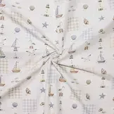Poplin Katoen - Maritime Ruitje - Fris & Nautisch