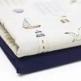 Poplin Katoen - Maritime Ruitje - Fris & Nautisch