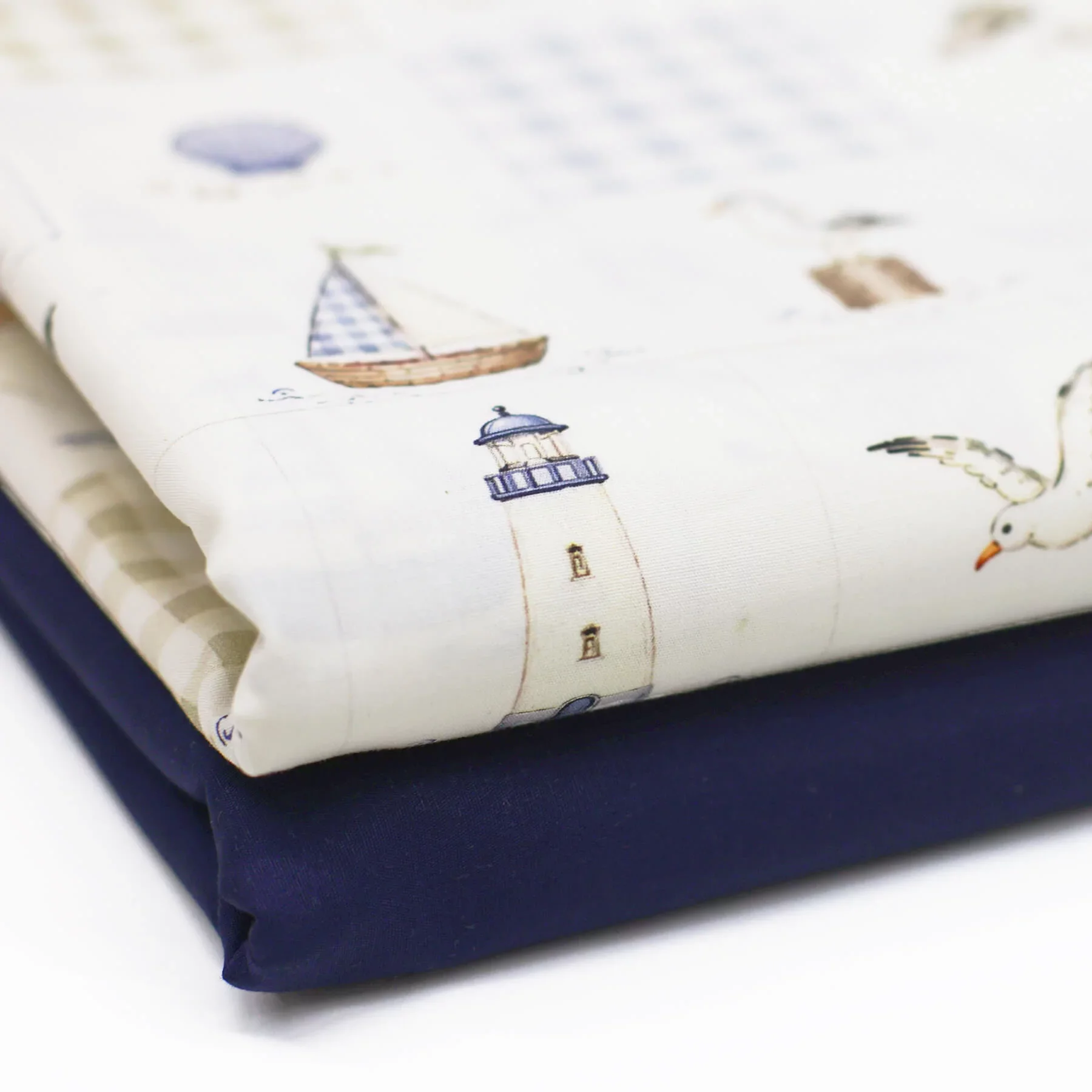 Poplin Katoen - Maritime Ruitje - Fris & Nautisch