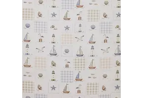 Poplin Katoen Digitale Print - Maritime Ruitje