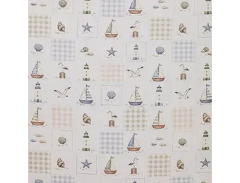 Poplin Katoen Digitale Print - Maritime Ruitje
