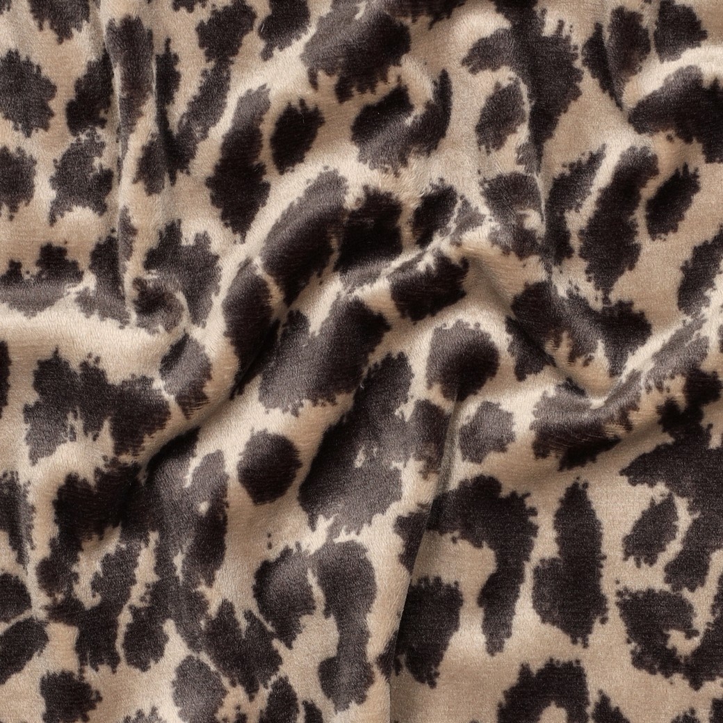 Gebreide Velvet Stof Luipaard XL Beige – Superzacht & Rekbaar