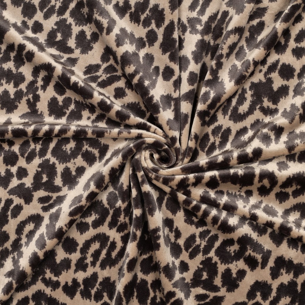 Gebreide Velvet Stof Luipaard XL Beige – Superzacht & Rekbaar