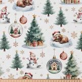 Katoen Poplin Kerststof Bearnoel – Lief & Feestelijk
