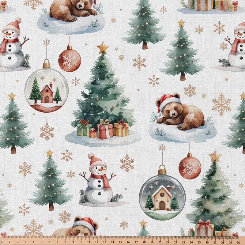 Katoen Poplin Kerststof Bearnoel – Lief & Feestelijk