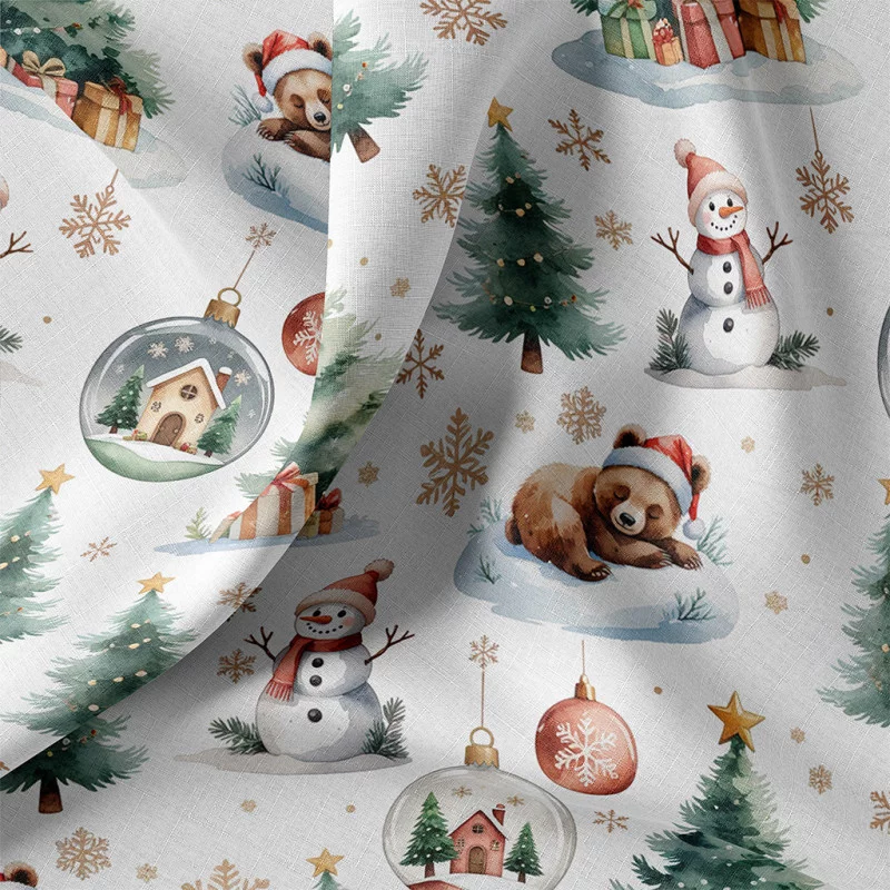 Katoen Poplin Kerststof Bearnoel – Lief & Feestelijk