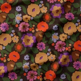 Katoen Corduroy Babyrib Janou2 – Zwart met Kleurrijke Bloemen
