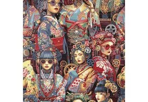 Gobelin Stof Steampunk City – Multicolor