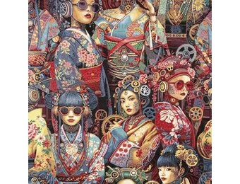 Gobelin Stof Steampunk City – Multicolor