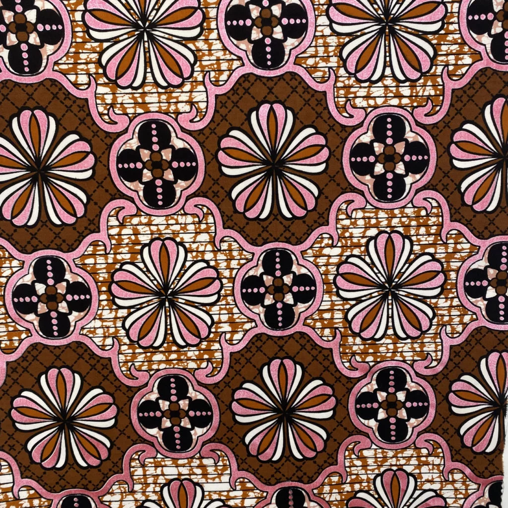 Wax Katoen Stof Dakar Bruin Roze – Afrikaanse Print