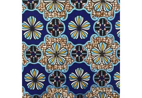 Wax Katoen Stof Dakar Blauw