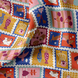 Katoen Poplin Postzegels Dieren & Fruit – Vrolijk & Kleurrijk