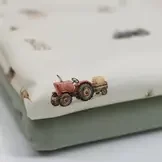 Jersey Katoen Vintage Tractor – Stoere Boerderijprint voor Kids