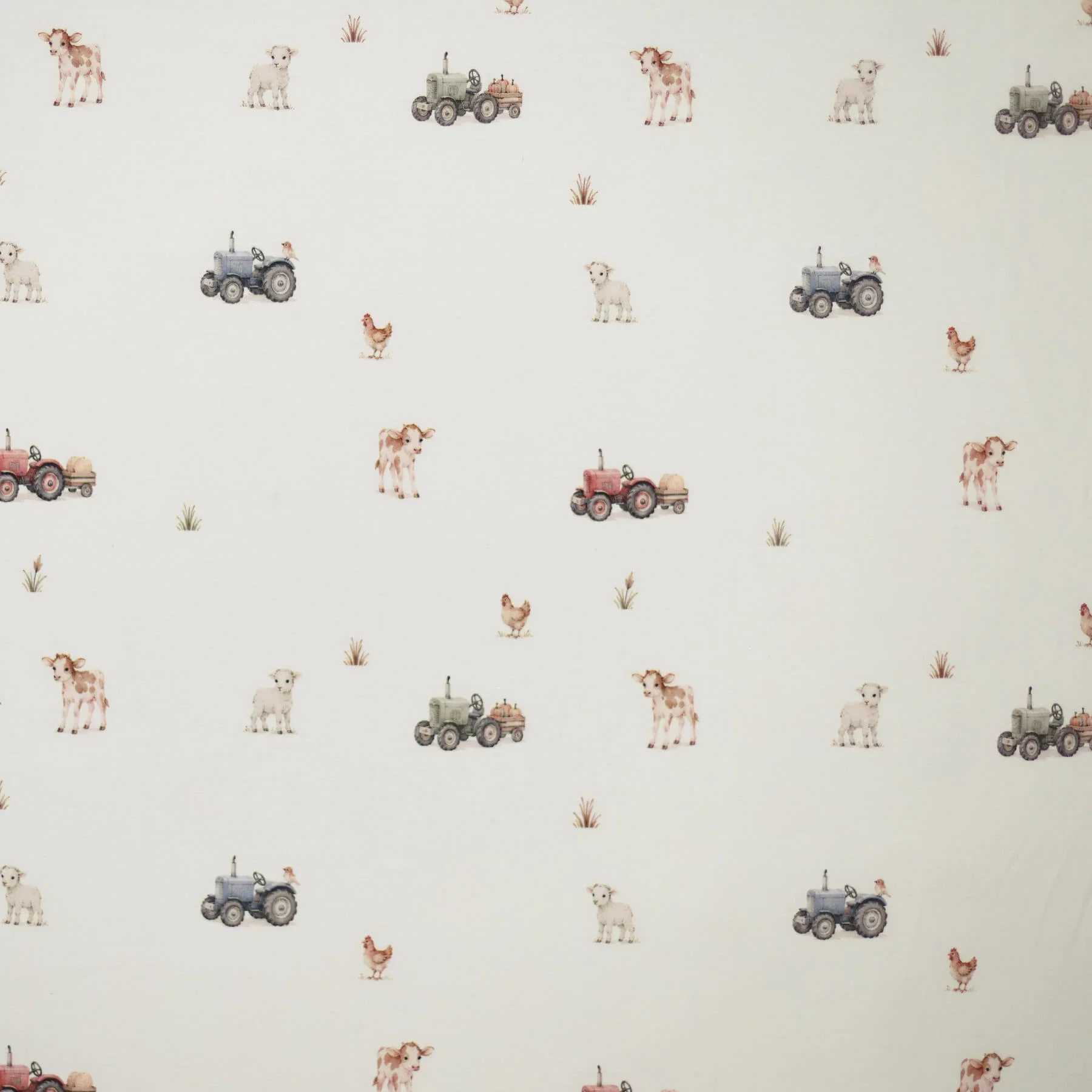 Jersey Katoen Vintage Tractor – Stoere Boerderijprint voor Kids