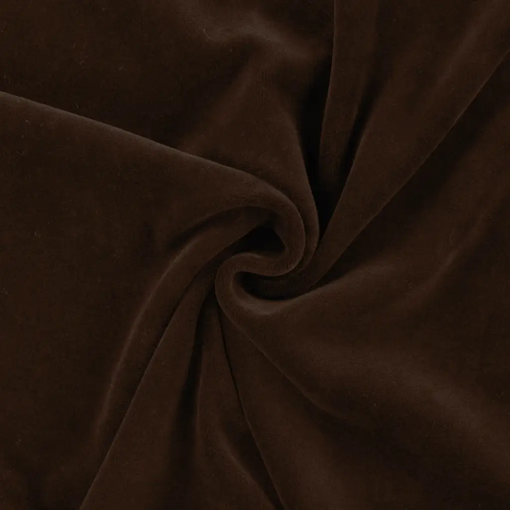 Nicky Velours Stof Chocolade Bruin – Zacht, Rekbaar & Soepel