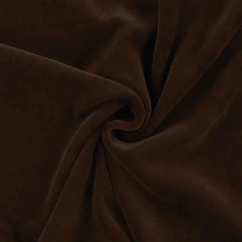 Nicky Velours Stof Chocolade Bruin – Zacht, Rekbaar & Soepel