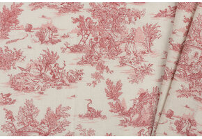 Toile de Jouy Katoen Stof – Mini Pastorale Rood
