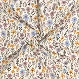 Hydrofiel Katoen Maddy Bloemen – Zachte Bloemenprint Ecru/Lila