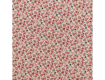 Hydrofiel Katoen Stof Mini Bloemen – Latte/Roze