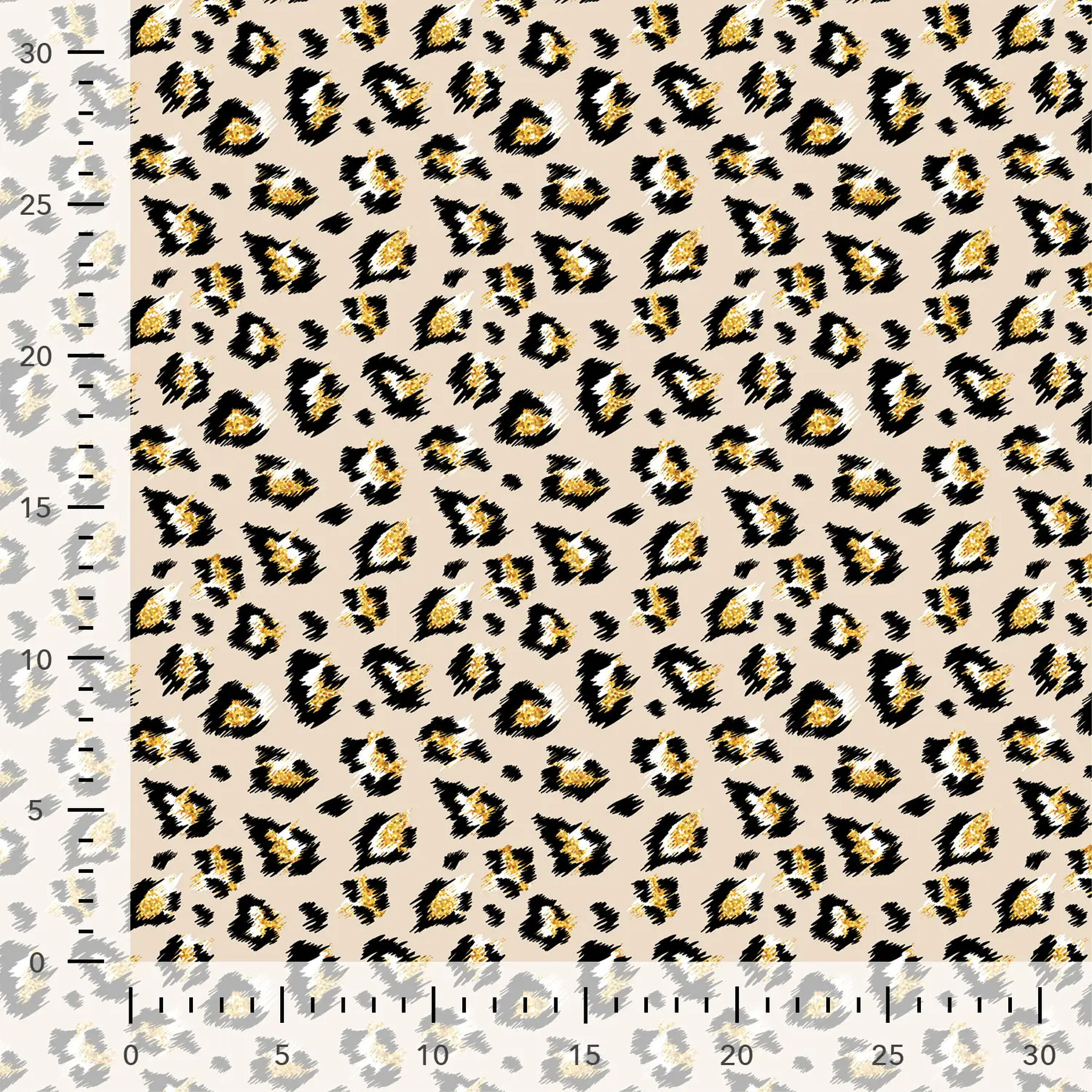 French Terry Stof Panterprint Zand – Speels met Gouden Glitter