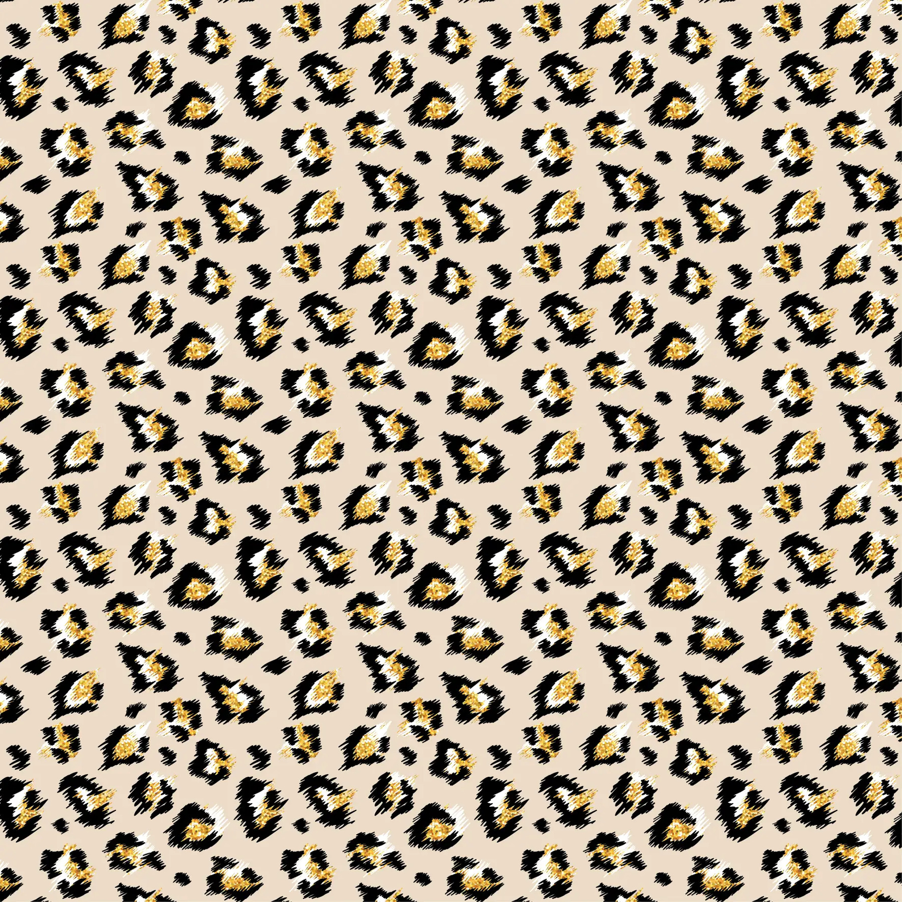 French Terry Stof Panterprint Zand – Speels met Gouden Glitter