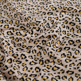 French Terry Stof Panterprint Zand – Speels met Gouden Glitter