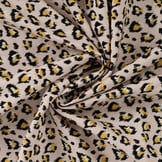 French Terry Stof Panterprint Zand – Speels met Gouden Glitter