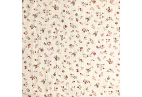 Hydrofiel Katoen Stof Kleine Bloemen Ludivine – Ecru/Roze