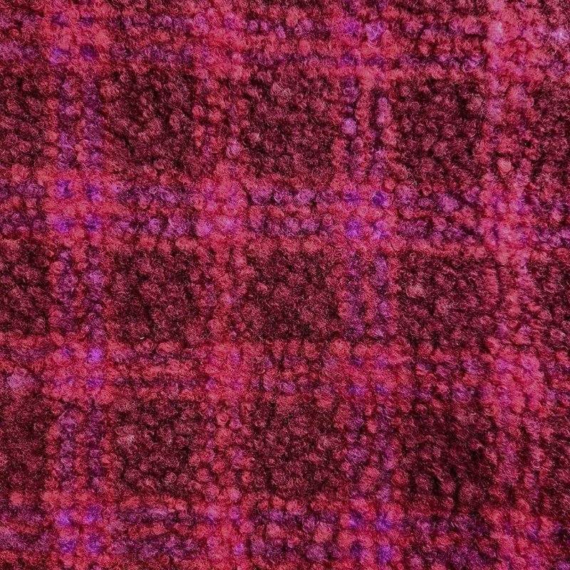 Bouclé Teddy Stof Ruit Bordeaux/Violet – Warm en Heerlijk Zacht