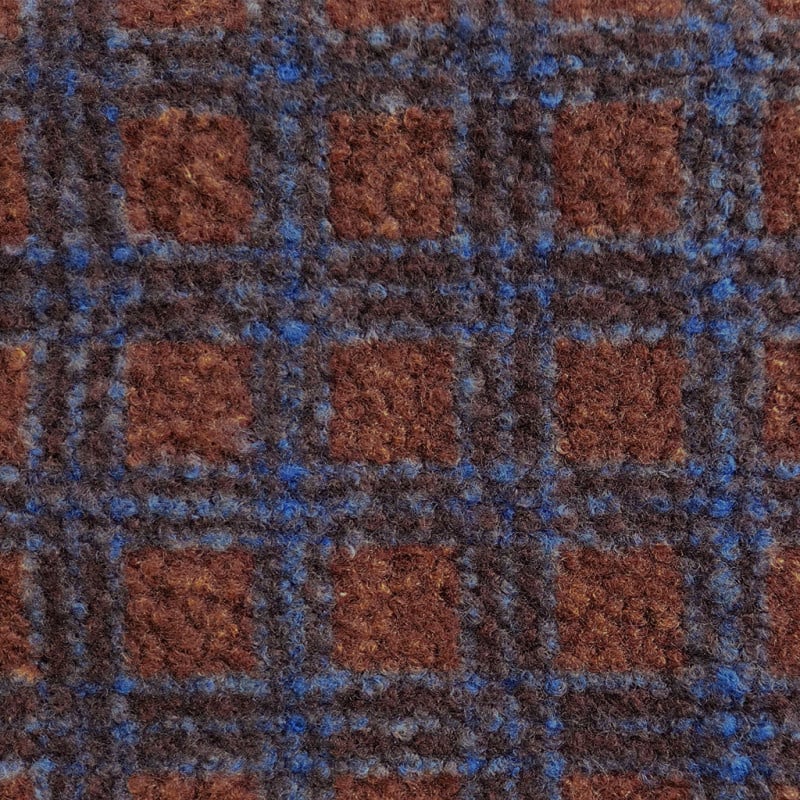 Bouclé Teddy Stof Ruit – Bruin/Blauw – Warm en Heerlijk Zacht