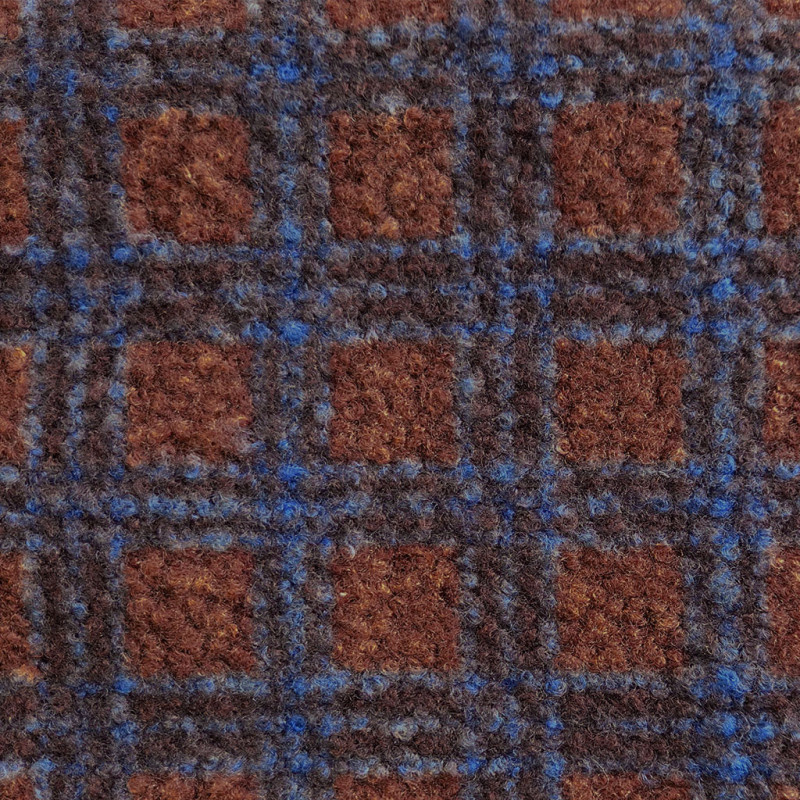 Bouclé Teddy Stof Ruit – Bruin/Blauw – Warm en Heerlijk Zacht
