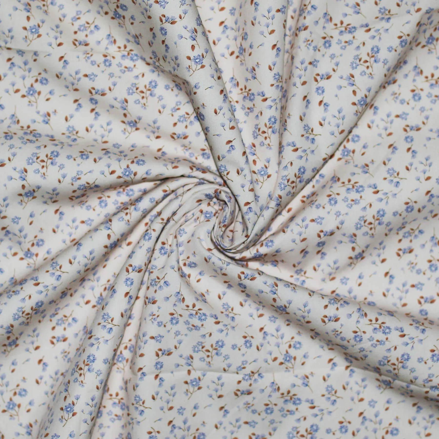 Poplin Katoen Stof - Blauwe Minibloemen - Fris & Verfijnd