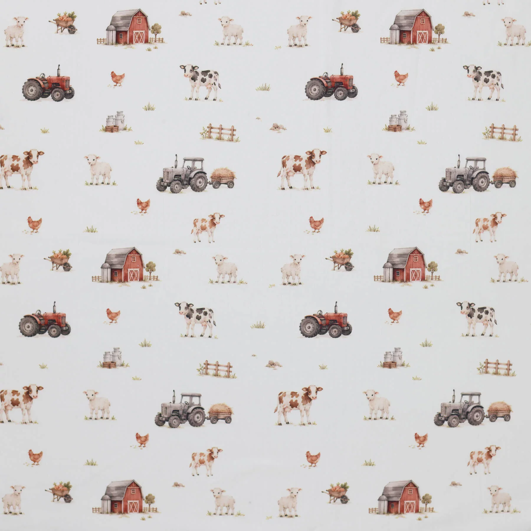 Poplin Katoen Stof - Boerderijdieren - Landelijk & Lief